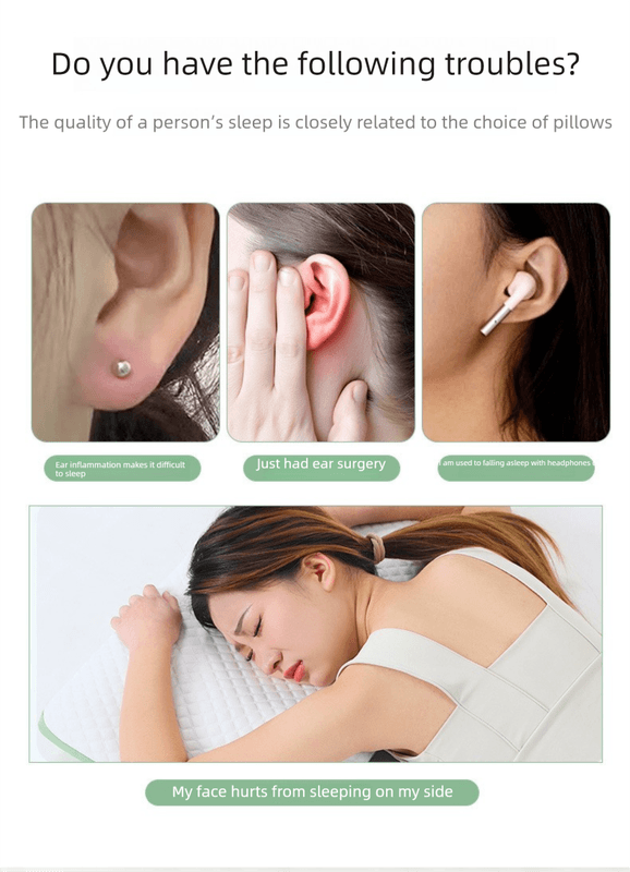 Green Ear Piercing Pillow - Soft Side Sleeper Cushion with Hollow Center