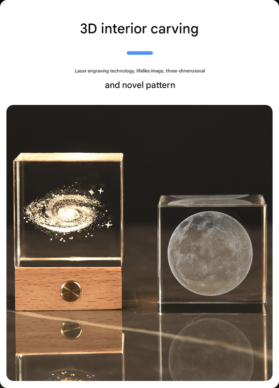 Constellation Luminous 3D Crystal Cube Night Light - Laser Engraved Artwork