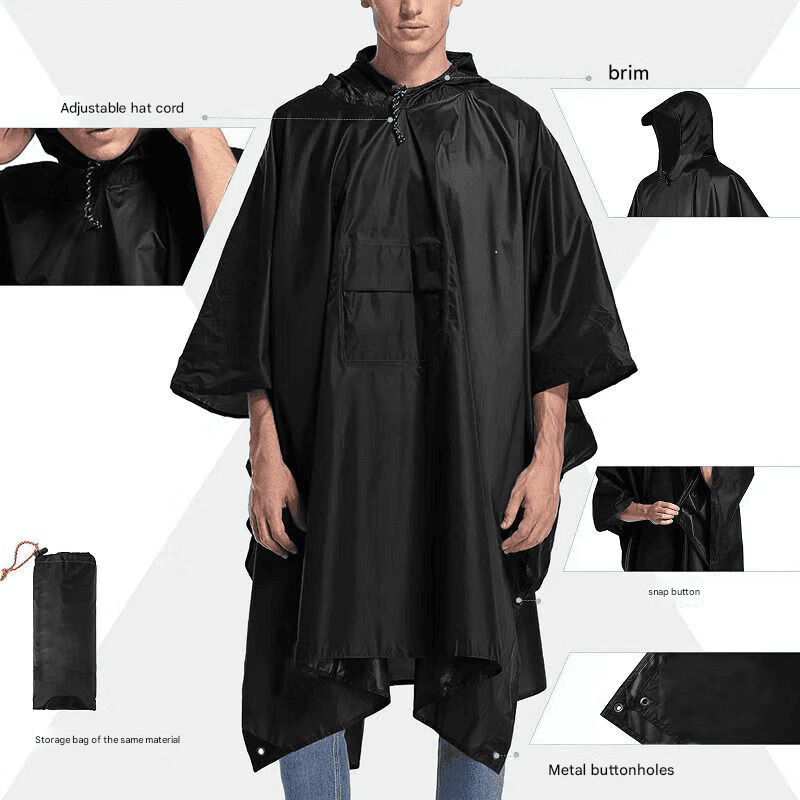 Green 3-in-1 Multifunctional Outdoor Rain Poncho - Ground Mat & Shelter
