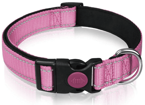 Pink 5-Piece Tactical Reflective Dog Collar with Quick-Release - Pink Dog
