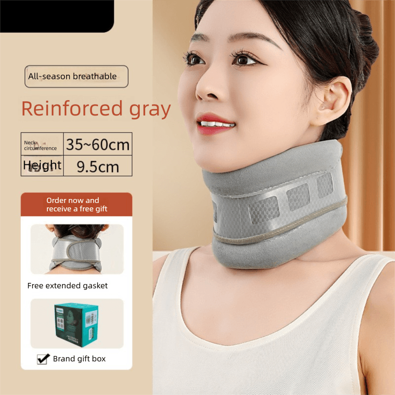 Grey Reinforced Neck Support Brace - Adjustable Cervical Collar with PP