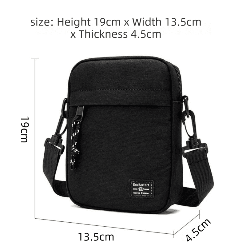 Black Mini Streetwear Oxford Cloth Crossbody Bag - Ultra-Light (200g)