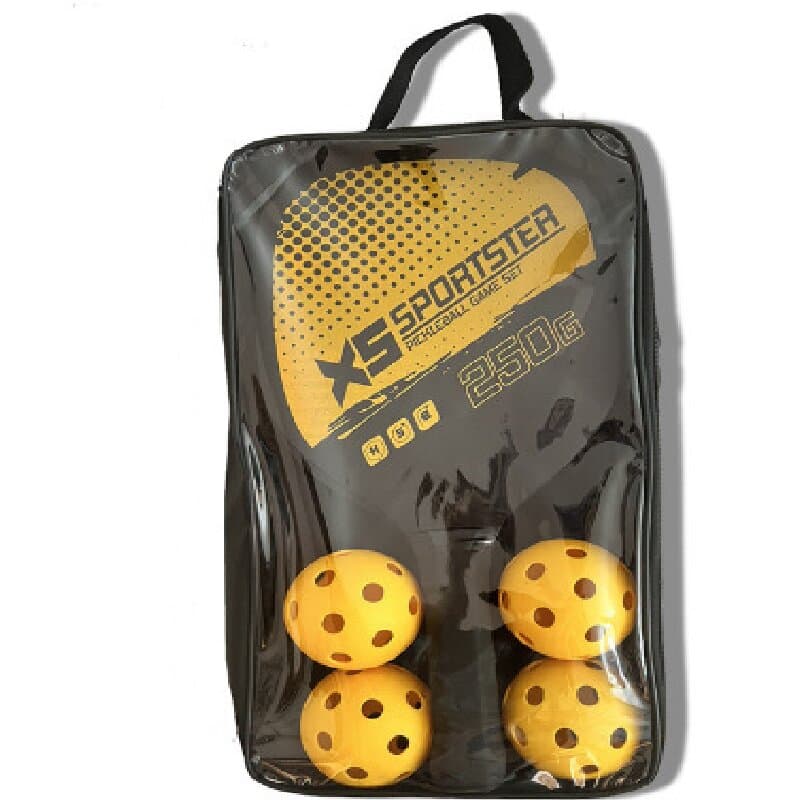 Yellow Pickleball Paddles 2-Piece Set Lightweight Wood Rackets with 4