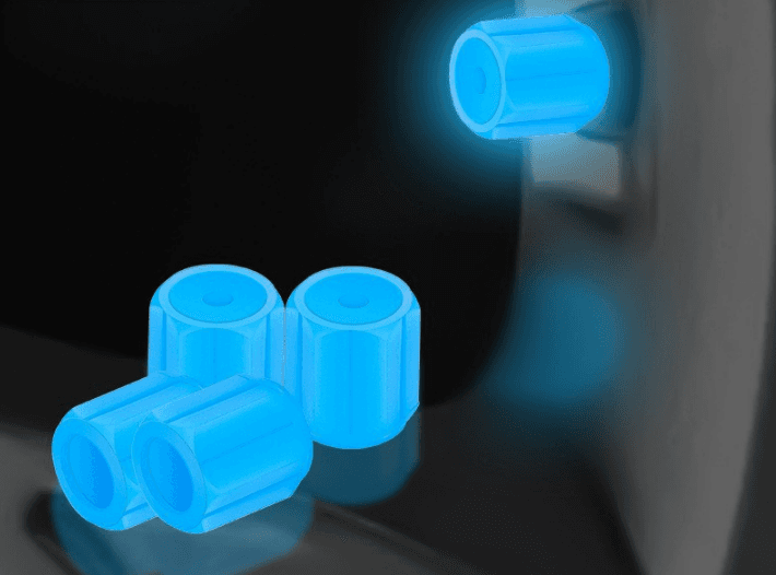 2 Packs of 4 Blue Luminous Tyre Valve Caps Glow in The Dark Universal Wheel