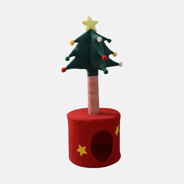 Festive Christmas Tree Cat Scratcher & Condo - 2-in-1 Sisal Post with Cozy
