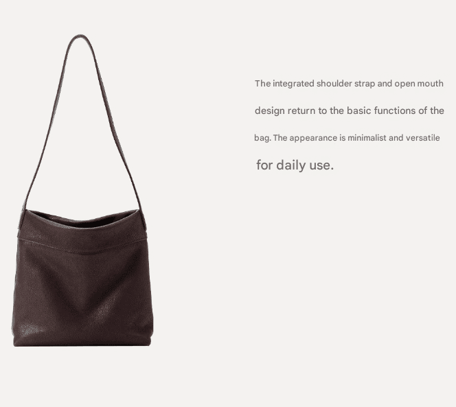 Coffee Minimalist Vintage-Style PU Leather Shoulder Bag Casual Commuter Tote
