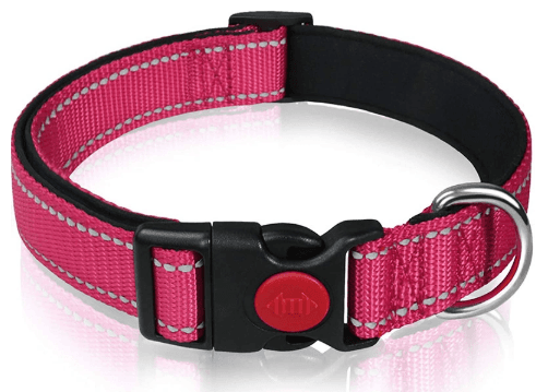 Rose Red 5-Piece Tactical Reflective Dog Collar with Quick-Release Safety