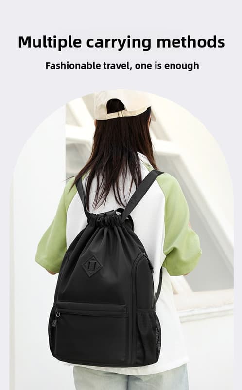 Large Drawstring Backpack Waterproof Gym Bag Lightweight Sports Sackpack