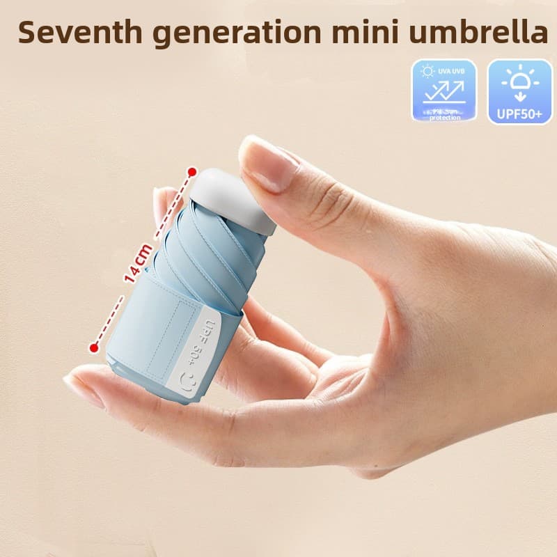 Blue Compact Mini Umbrella with UPF50+ UV Protection - Blue In Urban