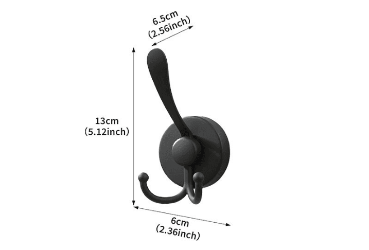 Stainless Steel Vacuum Suction Cup Hook Rack 3-Hook Black Wall Mounted Towel