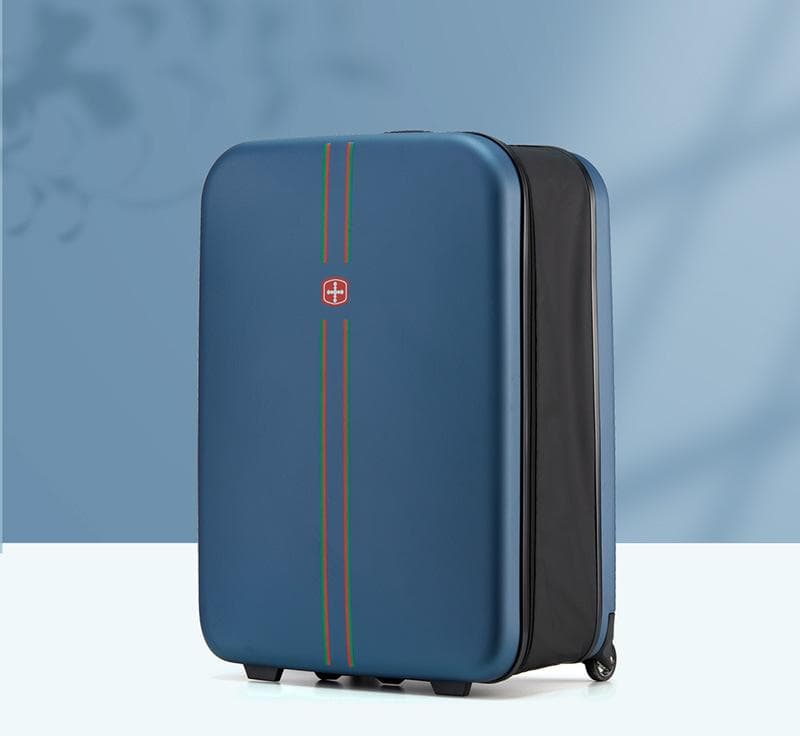 Compact Expandable Foldable Luggage - Reinforced Alloy Handle - Dark blue