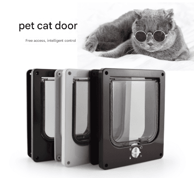Size L White 4-Way Locking Pet Flap Door for Cats and Small Dogs