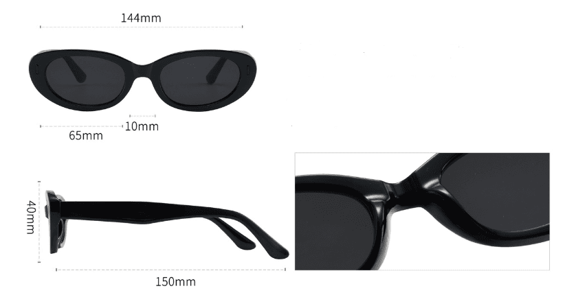 2-Piece Pink Blue Retro Oval Cat-Eye Sunglasses - Influencer-Style Shades