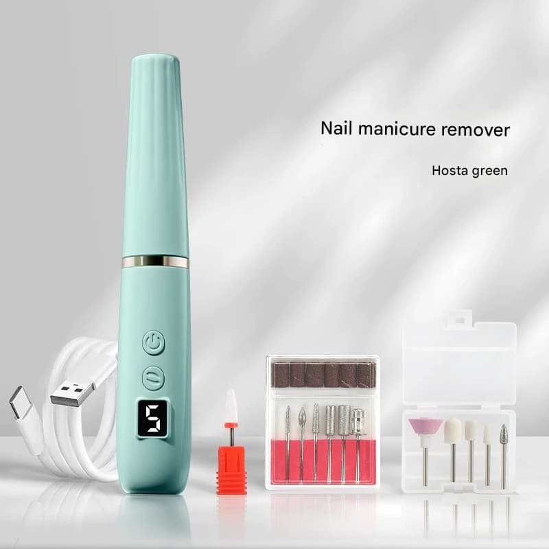 Portable Electric Nail Drill Machine Kit - 18000 RPM, 5-Speed, USB-C - Green