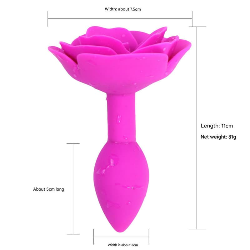 Rose Silicone Anal Plug - Smooth Tapered Design for Play (Rose red)