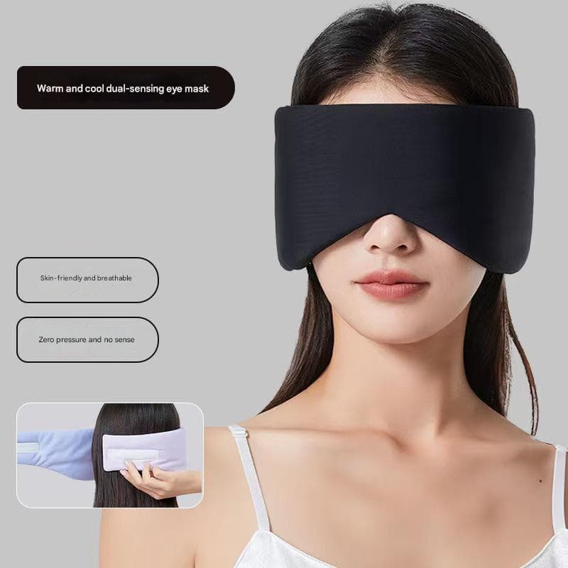 Black Reversible All-Season Sleep Mask - Cooling & Warming with Sound