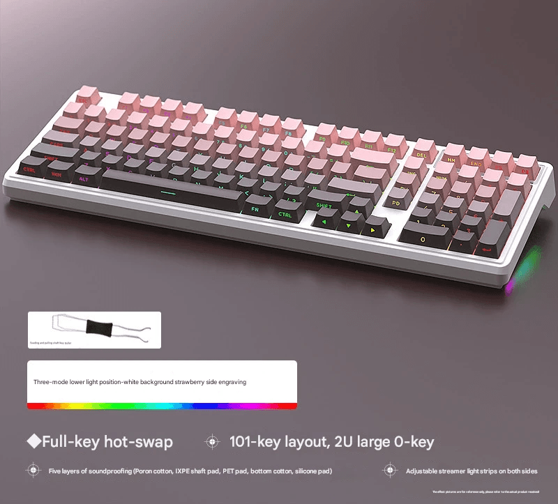 Tri-Mode RGB Mechanical Gaming Keyboard - 102-Key - Strawberry on white