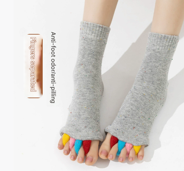 Colorful-pink Open-Toe Yoga Five-Toe Socks - Bunion Corrector - One Size