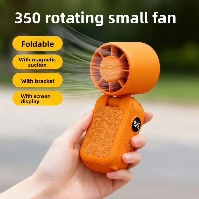 White Portable Handheld Fan 350 Degree Rotation Foldable Neck Hanging Waist
