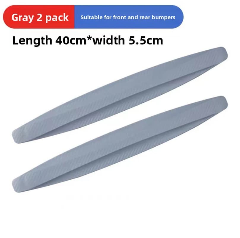 3-PCS Grey Universal Car Bumper Protector Strips - Carbon Fiber - 2-Pack