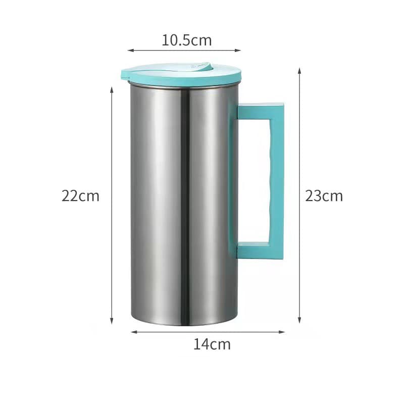 Green 1.8L Stainless Steel Cold Water Pitcher - Large Capacity Jug