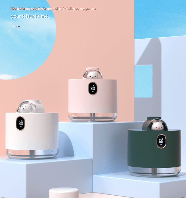 Pink Space Capsule Humidifier - Portable USB Cool Mist Maker with LED