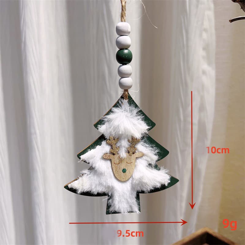3-PCS Green wood chip trees Christmas Ornaments Hanging Pendants Nordic