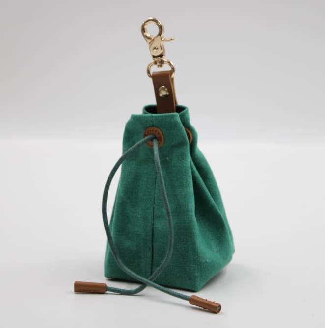 2-PCS Aqua Clip-On Canvas Dog Treat Pouch - Portable Drawstring Bag