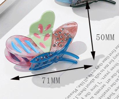 Yellow-pink-blue 3-Piece Butterfly Acetate Hair Clip Set - Yellow Pink Blue