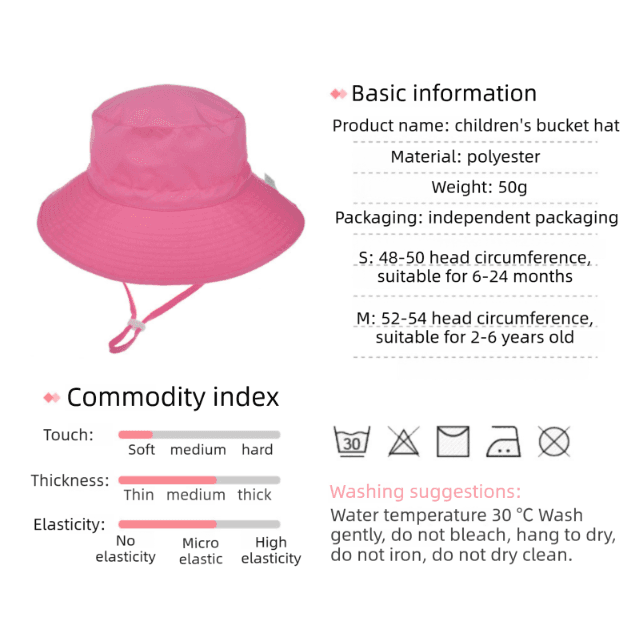 2-Pack Pink Kids Sun Hat and Travel Beach Fisherman Cap - Pink 48 50