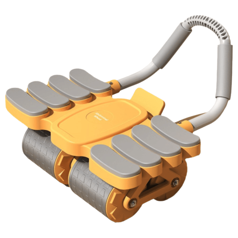 Orange 4-Wheel Automatic Rebound Ab Roller with 8 Elbow - Beginner-Friendly