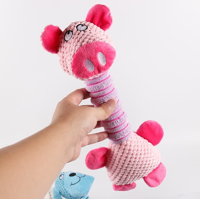2-Piece Pink Long Neck Plush Dog Toy - Interactive Chew & Cuddle Toy