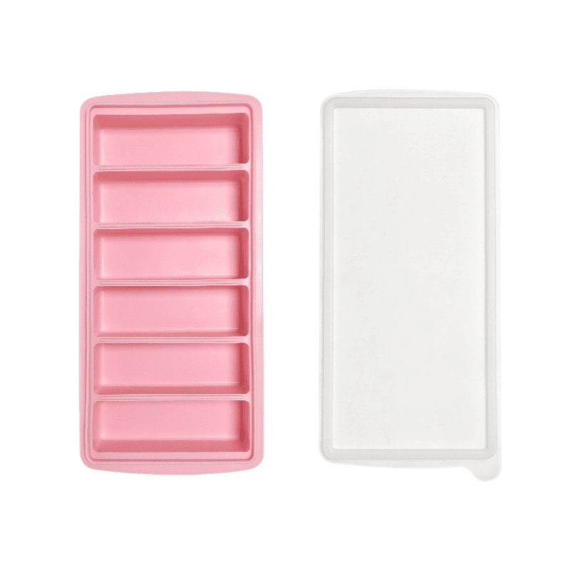 2-Packs Pink 6-Grid Extra Long Silicone Ice Cube Tray - Easy Release