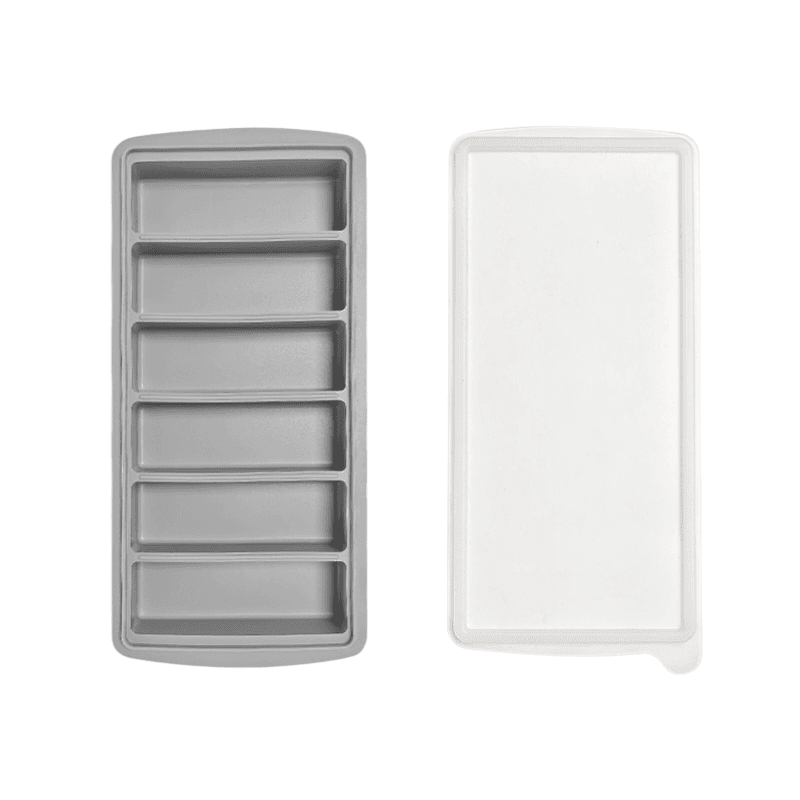 2-Packs Grey 6-Grid Extra Long Silicone Ice Cube Tray - Easy Release