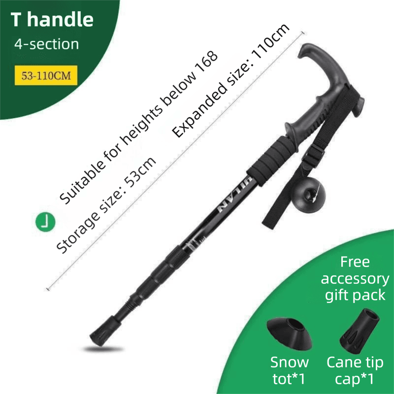 53-110 cm Black Ultralight Telescopic Aluminum - Black Telescopic Aluminum