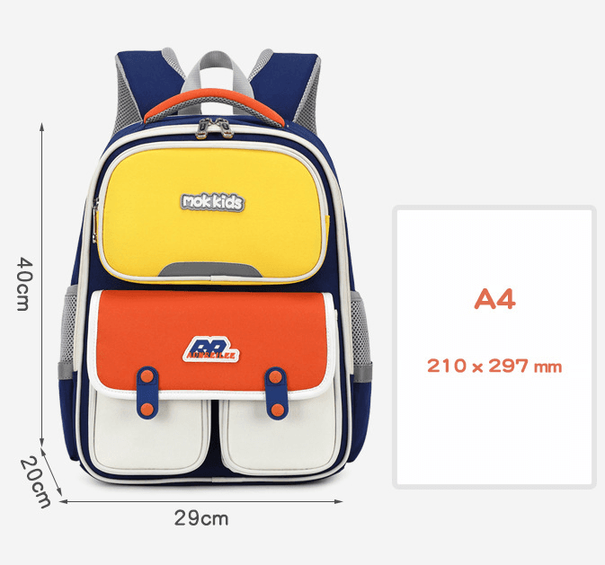 Yellow-red Lightweight Kids School Backpack - Large Capacity - Yellow red