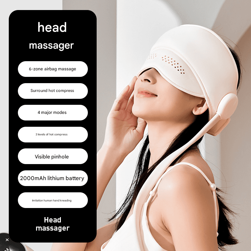Capless Version Electric Head Massage Hat with Inflatable Airbags - 6-Zone