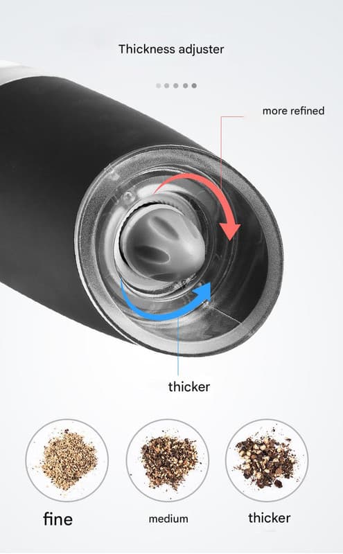 Gravity Electric Salt & Pepper Grinder Set - Adjustable Coarseness - Black