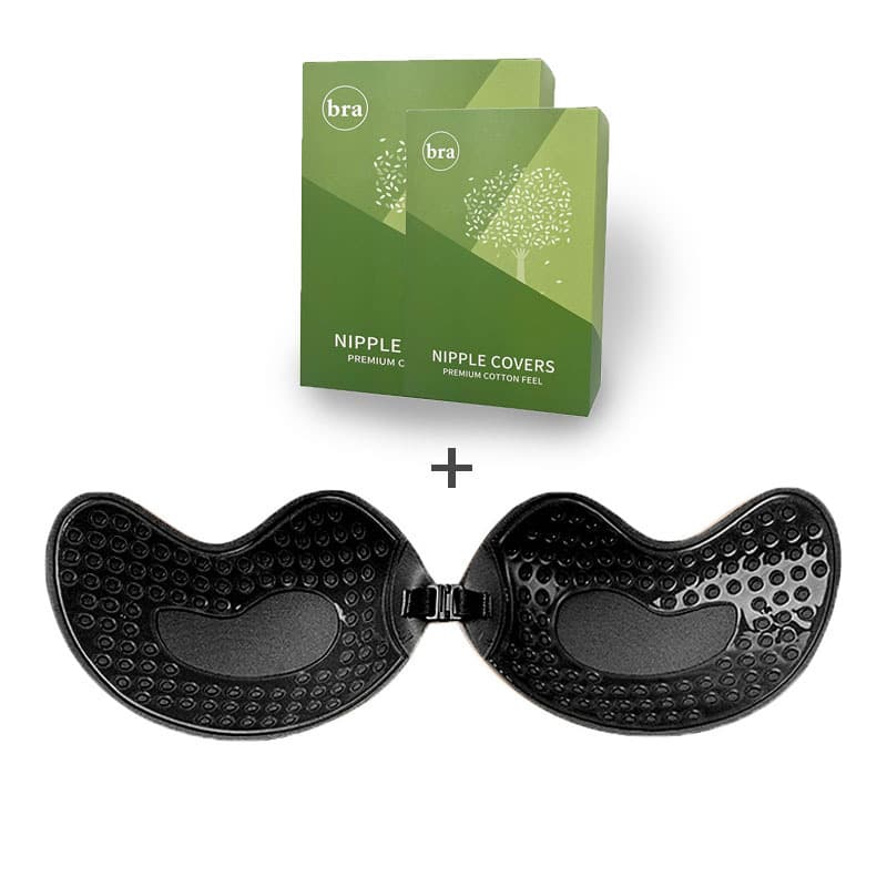 3-PCS Black color Invisible Silicone Push-Up Bra - Reusable Adhesive Mango