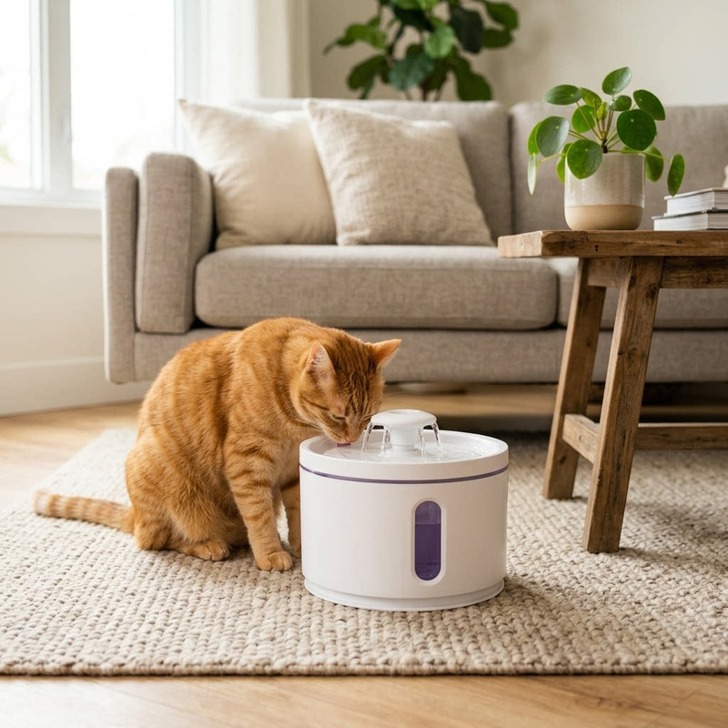 White New Pet Water Fountain - 3L Automatic Circulating Water Dispenser