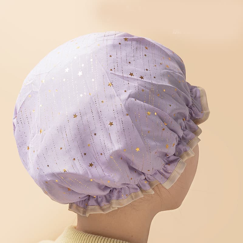 3 Pack The starry sky is light purple Double Layer Shower Cap for Women