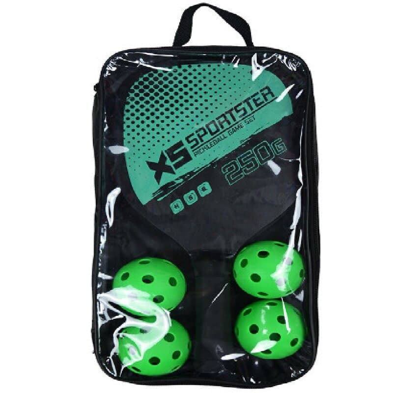 Green Pickleball Paddles 2-Piece Set Lightweight Wood Rackets with 4