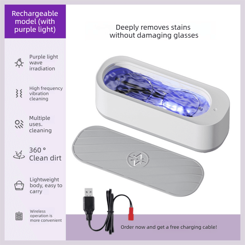 Portable Sonic Vibration Jewellery & Glasses Cleaner Machine - White