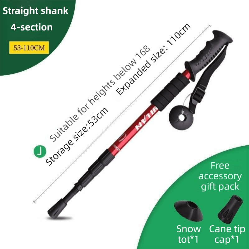 53-110 cm Red Ultralight Telescopic Aluminum - Red Telescopic Straight