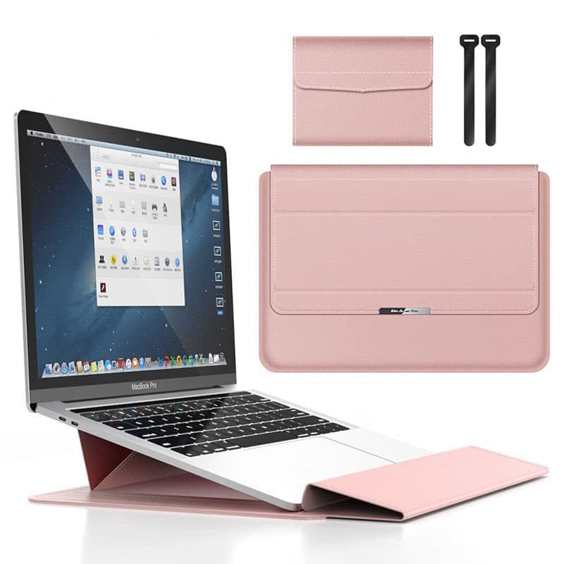 Rose gold 3-in-1 Laptop Sleeve with Built-In Stand & Wrist Rest