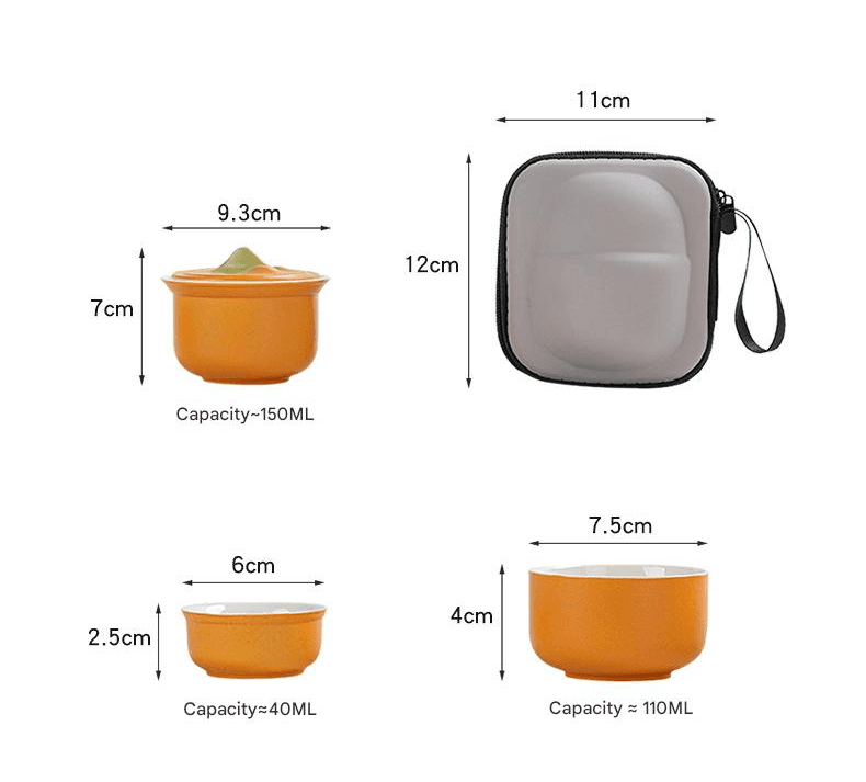 Portable Ceramic Tea Set for Travel - Quick Gaiwan with 3 Cups - Black