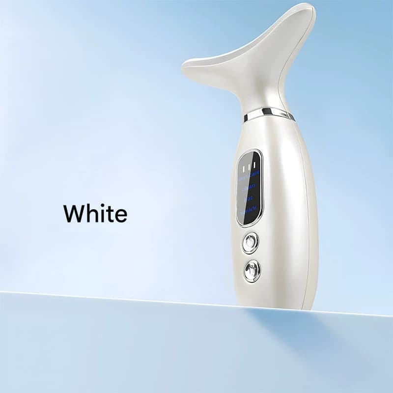Multi-Functional Neck & Face Beauty Massager - Constant Heat, Ion - White