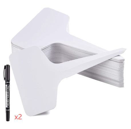 White 200 Pack Waterproof Plant Labels T-Type Garden Tags with 2 Marking
