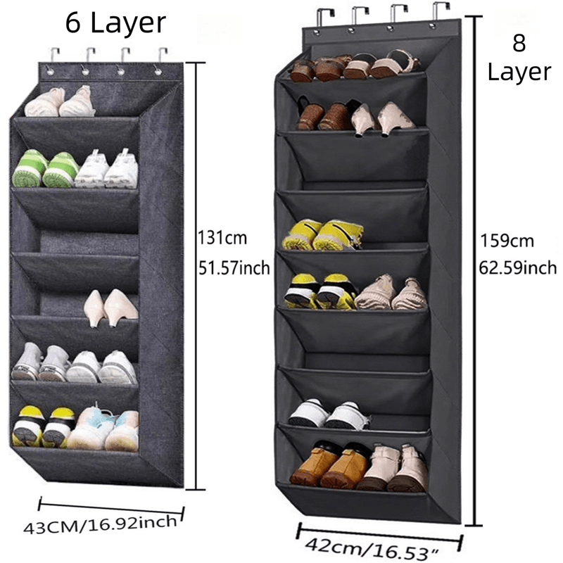 6-Tier Grey Collapsible Over-the-Door Hanging Storage Bag - 6 Grey
