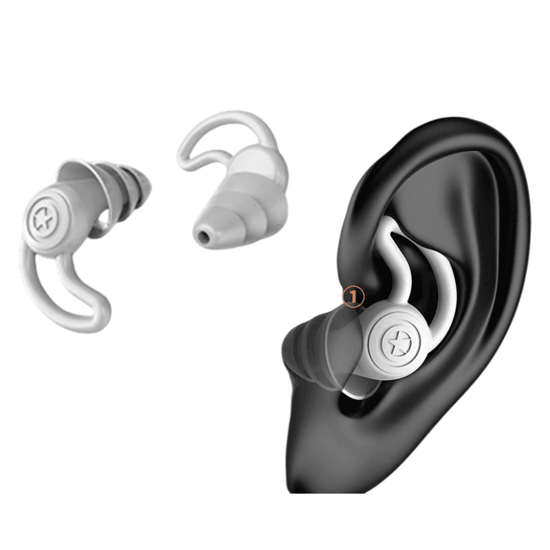 2-Pairs Grey Noise Reduction Silicone Ear Plugs for Swimming, Sleep
